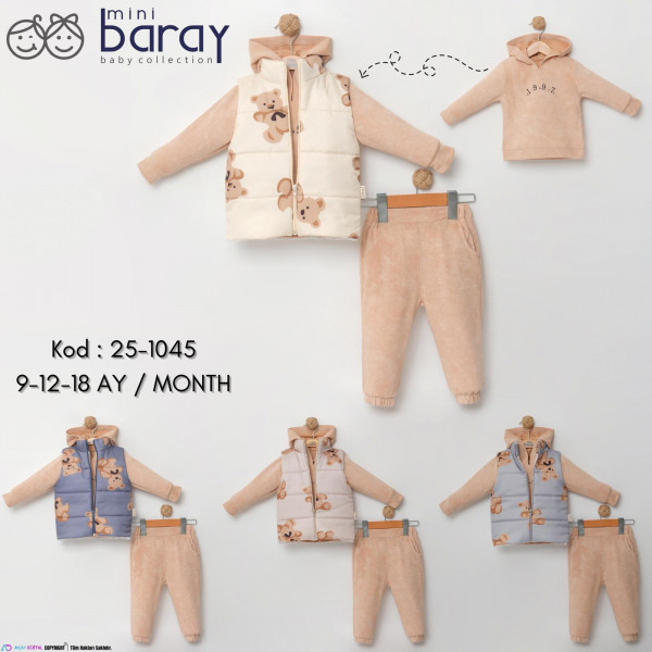 BARAY 1045 AYICIK ŞIŞME YELEK 3LÜ TAKIM 9-12-18 AY