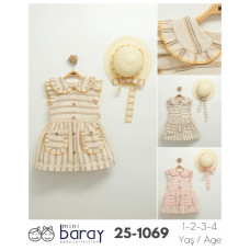 BARAY 1069 HASIR ŞAPKA MÜSLIN ELBISE 1-2-3-4 YAŞ
