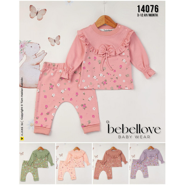 BEBELLOVE 14076 ÇIÇEK FIYOK 2LI KIZ TAKIM