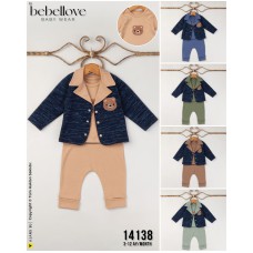 BEBELLOVE 14138 AYI SÜZENE HIRKA 3LÜ ERKEK TAKIM 3-12 AY
