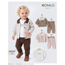 BOMLO 50767 KALPLİ TRİKO ÖRME HIRKA 3'LÜ TAKIM 6-24 AYL