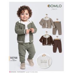 BOMLO 50768 ÖRGÜ DESENLİ TRİKO HIRKA 3'LÜ TKM 6-24 AYLK