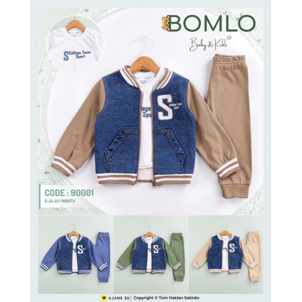 BOMLO 90001 BOMLO S SUZİNELİ COLLEGE ERKEK 3LÜ TAKIM 6-24 AY