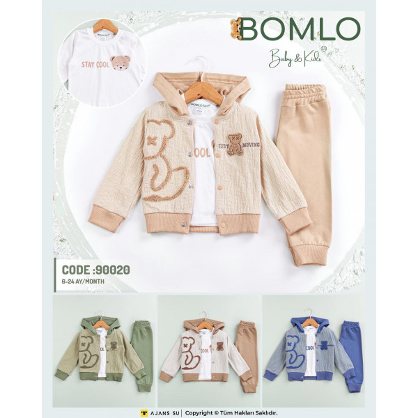 BOMLO 90020 JUST MOVING NAKIŞLI TRIKO HIRKA 3LÜ TAKIM