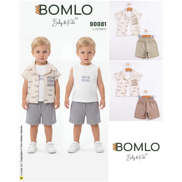 BOMLO 90081 MIN BASKI GÖMLEK 3LÜ TAKIM ERKEK YAZ