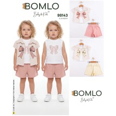 BOMLO 90143 FIYONK BASKI 3LÜ GÖMLEK KIZ TAKIM YAZ