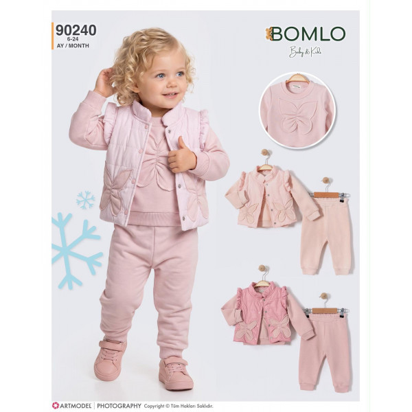 BOMLO 90240 KELEBEKLI YELEKLI ÜÇLÜ TAKIM