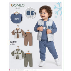 BOMLO 90248 BEAR NAKIŞLI YELEKLI 3 LÜ TKM
