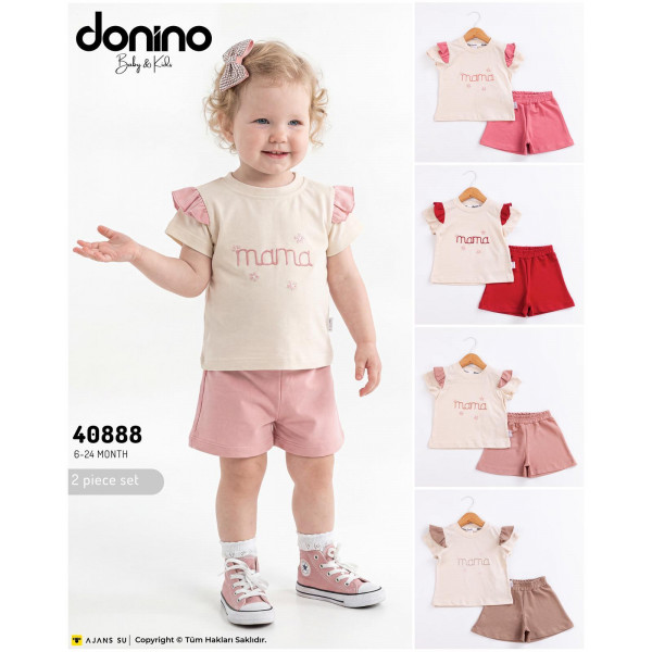 DONINO 40888 MAMA ÇIÇEK NAKIŞ 2LI KIZ TAKIM YAZ