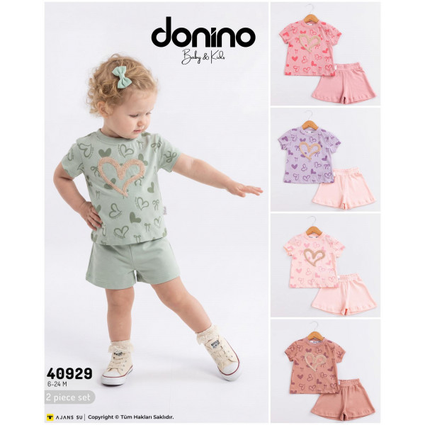 DONINO 40929 KALP SÜZENE 2LI KIZ TAKIM 6-24 AY YAZ
