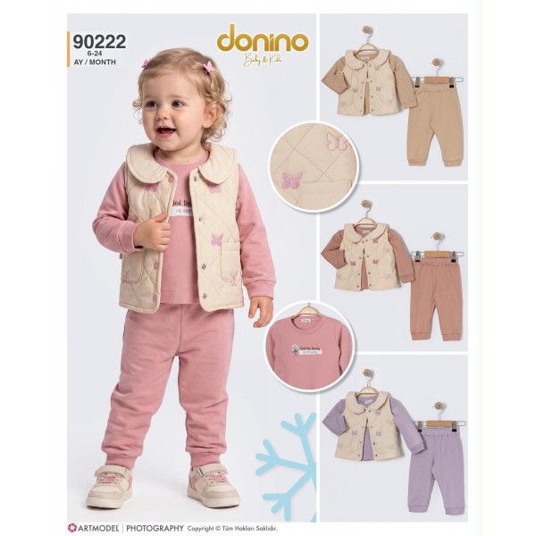 DONINO 90222 KELEBEK YELEK 3LÜ KIZ TAKIM