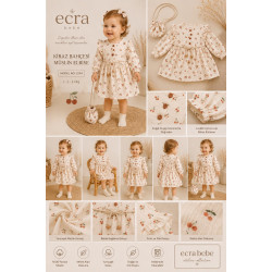 ECRA 2294 KIRAZLI ÇANTALI MÜSLIN ELBISE