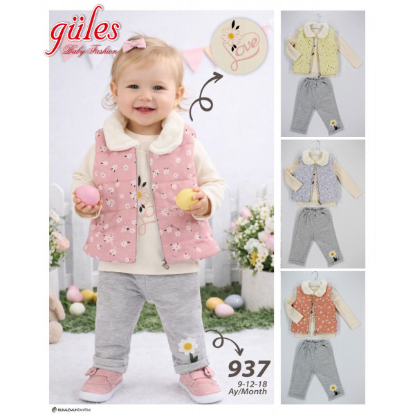 GÜLES 937 YELEKLİ ÜÇLÜ KIZ TK.