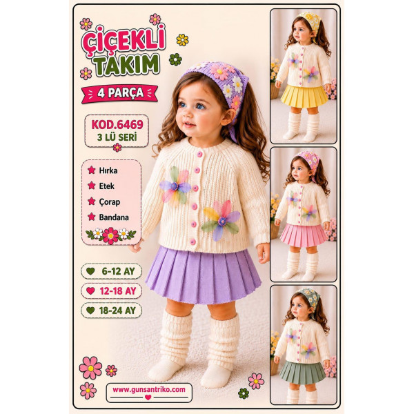 GÜNSAN 6469 ÇIÇEKLI TRIKO KIZ TAKIM