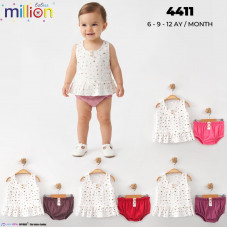 MILLION 4411 ÇİÇEKLİ 2LI KILOTLU KIZ TAKIM YAZ
