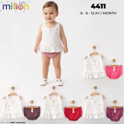 MILLION 4411 ÇİÇEKLİ 2LI KILOTLU KIZ TAKIM YAZ