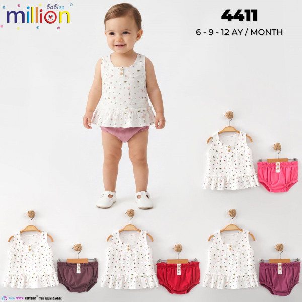 MILLION 4411 ÇİÇEKLİ 2LI KILOTLU KIZ TAKIM YAZ
