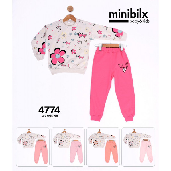 MINIBILX 4774 ÇIÇEKLI KIZ 2IP TAKIM 2-5 YAŞ