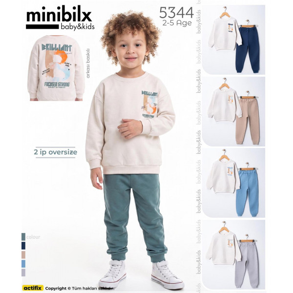 MINIBILX 5344 2-5 YAŞ ARKA ÖN BASKILI ERKEK TAKIMI