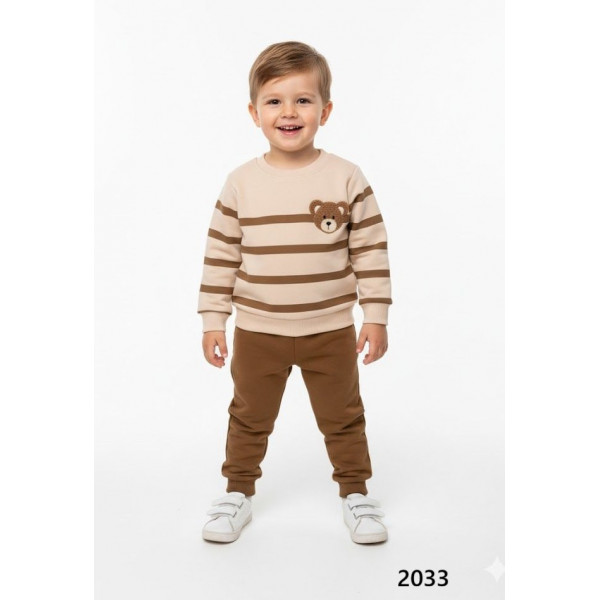 MINIBIRD 2033 ÇİZGİLİ AYI 3IP 2LI TAKIM