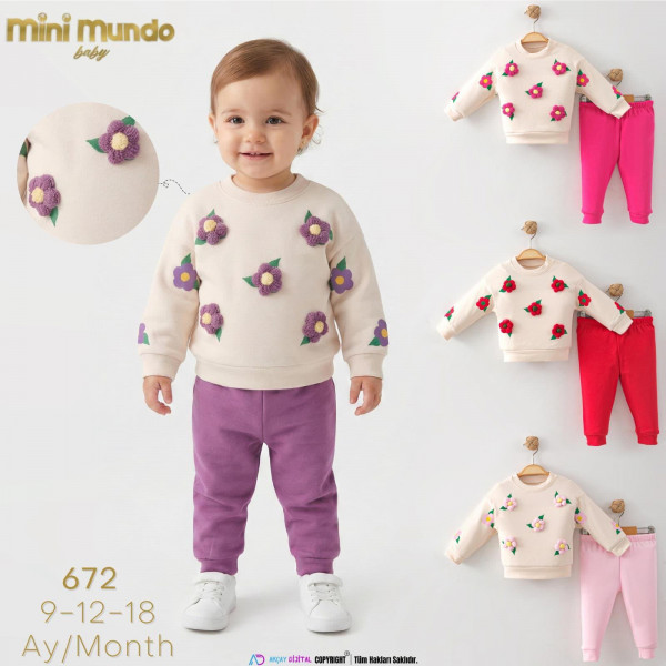 MUNDO 672 ÇİÇEKLİ PENYE KIZ TAKIM