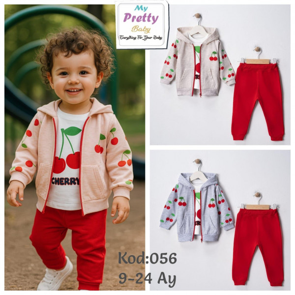 MYPRETY 056 KİRAZLI 3LÜ TAKIM